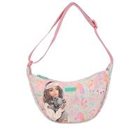 Depesche 12793 TOPModel Wild - Bandolera pequeña en Forma de Media Luna en Color Rosa, con Motivo de Modelo y Colorido Estampado de Animales, Bolso con Bandolera Ajustable