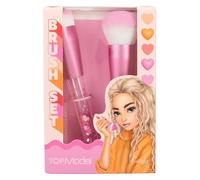 Depesche 12817 TOPModel Beauty and Me-Estuche Rosa, con Mangos Transparentes y corazón de Confeti, con 2 brochas para bronceador y Base de Maquillaje, Multicolor