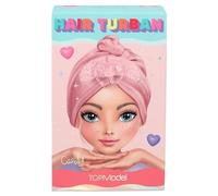 Depesche 12831 TOPModel Beauty and Me-Turbante para el Pelo en Rosa, con un botón de corazón para abrochar el pañuelo, sin Que resbale, Multicolor