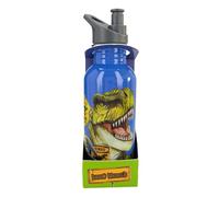 Depesche 12900 Dino World Danger Azul con Motivo Trex, Botella Deportiva con tapón para Beber a Prueba de Fugas, Capacidad Aprox. 600 ml, Multicolor