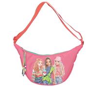 Depesche 12916 TOPModel Joy - Bolso bandolera pequeño en forma de media luna en rosa y naranja, con motivo de modelo y detalles de colores, bolso con asa de hombro ajustable
