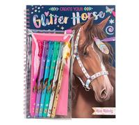 Depesche 12931 Miss Melody CREA Libro para Colorear con 30 páginas para diseñar Motivos de Caballos, Incl. 6 rotuladores de Gel con Purpurina, Multicolor, One Size