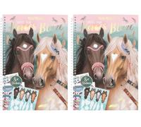 Depesche 12964 Miss Melody Create Your Horses Blaze - Libro para Colorear con 36 páginas para diseñar Diversos Motivos de Caballos, Carpeta de Anillas con 8 Hojas de Adhesivos (Paquete de 2)