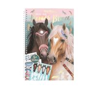 Depesche 12964 Miss Melody Create Your Horses Blaze - Libro para Colorear con 36 páginas para diseñar Diversos Motivos de Caballos, Carpeta de Anillas con 8 Hojas de Adhesivos