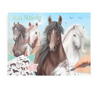 Depesche 12978 Miss Melody-Libro para Colorear con 44 páginas para diseñar Motivos de Caballos, Incl. Hoja de Pegatinas, Papel, Multicolor, 1 Piece