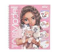 Depesche 13038 TOPModel CREA tu Gatito-Libro para Colorear con 47 páginas para diseñar Motivos gatunos, Incl. 5 Hojas de Pegatinas, Multicolor