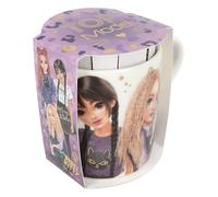 Depesche 13065 TOPModel Rebel Kitty - Taza en Blanco, con Gran Estampado TOPModel y Orejas de Gato, Taza de Porcelana con asa, Capacidad Aprox. 300 ml