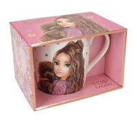 Depesche 13067 TOPModel Floral - Taza en blanco, con diseño de perros, diseño de flores, taza de porcelana con asa, capacidad aprox. 300 ml