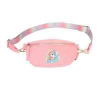 Depesche 13124 Ylvi - Bolso cruzado pequeño en color rosa, con motivo de unicornio y purpurina, bandolera con correa ajustable para el hombro