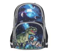 Depesche 13132 Dino World Galaxy - Mochila Escolar en Azul Oscuro, con Motivo de Dinosaurios, Planetas y Estrellas, Mochila Escolar con Correas Ajustables