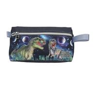 Depesche Schlampertasche 13134 Dino World Galaxy-Bolsa de Lona Azul Oscuro con Motivo de Dinosaurios del Espacio, Planetas y Estrellas, Estuche con Cremallera, Multicolor, One Size