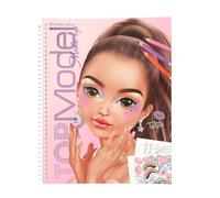 Depesche 13144 Create Your TOPModel-Libro para Colorear, 20 páginas para Crear Looks de Belleza y Maquillaje, Incl. Hoja de Pegatinas, Multicolor, One Size