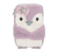 Depesche 13158 Princess Mimi Penguin - Estuche con 2 Compartimentos Relleno en Lila y Crema, con diseño de pingüino y Piel de Felpa, Estuche con Ceras, Regla, Tijeras y Mucho más.