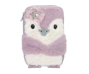 Depesche 13158 Princess Mimi Penguin - Estuche con 2 Compartimentos Relleno en Lila y Crema, con diseño de pingüino y Piel de Felpa, Estuche con Ceras, Regla, Tijeras y Mucho más.