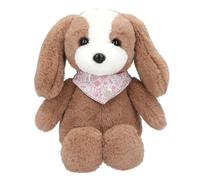 Depesche 13172 Princess Mimi - Peluche de Perro Milo en marrón y Blanco, con Orejas largas y caídas, Peluche de Aprox. 25 cm con pañuelo de Flores en el Cuello