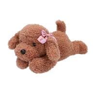 Depesche 13173 TOPModel Floral - Peluche de Perro con Pelo Rizado en Color marrón, Aprox. 24 cm de Alto Peluche con Lazo