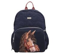 Depesche 13191 Miss Melody Glitter Horse - mochila en azul oscuro, con motivo de caballo, purpurina y acolchado de corazones, bolsa con correas ajustables
