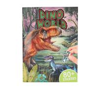 Depesche 13207 Dino World-Libro 20 Fondo ilustradas para diseñar Motivos de Dinosaurios, Incl. 6 páginas de Pegatinas con Papel y Puffy Stickers, Multicolor, One Size