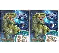 Depesche 13208 Dino World Galaxy - Libro de pegatinas con 20 páginas para diseñar geniales motivos de dinosaurios, incluye 3 pegatinas a doble página (Paquete de 2)