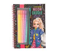 Depesche TOPModel Neon Doodle – Libro para colorear 70 págs., 5 rotuladores de gel neón y pegatinas