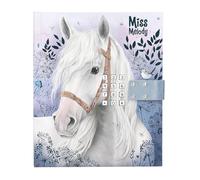 Depesche 13237 Miss Melody-Agenda con código numérico y Sonido, Libro en Azul y Morado, con Motivo de Caballo y 80 páginas rayadas e ilustradas a Color, Multicolor