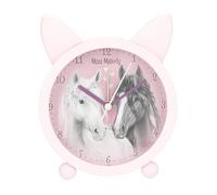 Depesche 13260 Miss Melody Fantasy Horse Despertador Rosa para niños, con Motivo de Caballos y Orejas, Reloj silencioso con función de luz, Incluye Pila, Multicolor, One Size
