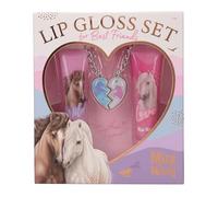 Depesche 13268 Miss Melody BFF - Set de brillos de labios, 2 brillos de labios, en rosa y lila, con aromas afrutados y colgante en forma de corazón