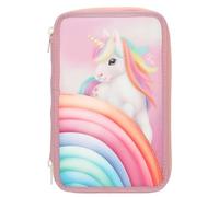 Depesche 13278 Ylvi Farbwolke 3 Compartimentos Relleno en Rosa, con Motivo de Unicornio y arcoíris, Estuche de lápices de Colores, Regla, Tijeras y Mucho más, Dibujo Animado, Multicolor, One Size
