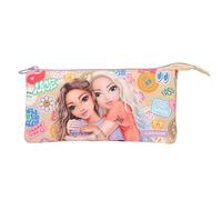 Depesche 13287 TOPModel Girl Power - estuche en beige, con motivo de modelo y lotes de colores, estuche con 3 compartimentos interiores