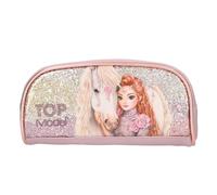 Depesche 13294 TOPModel Viva Violet - Estuche en Violeta, con Motivo de Modelo, Caballo y Purpurina, Estuche con Cierre de Cremallera