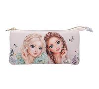 Depesche 13307 TOPModel Summer Feeling - estuche en rosa, con motivo de modelo, flores y mariposas, estuche con 3 compartimentos interiores