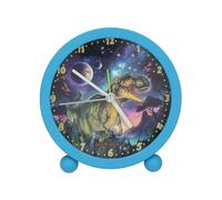 Depesche Despertador 13313 Dino World Galaxy – Azul, para niños, silencioso, luz, pila incluida
