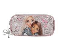 Depesche 13319 TOPModel My BFF - Estuche en Rosa y Gris, con Motivo de Modelo y Purpurina, Estuche con Colgante de Lazo
