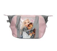 Depesche 13321 TOPModel My BFF - Bolsa de Deporte en Rosa y Gris, con Motivo de Modelo y Purpurina, Bolsa con Forma Ajustable para más Espacio