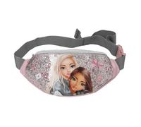 Depesche 13322 TOPModel My BFF - Bolso Bandolera con Correa Ajustable en Color Rosa y Gris, con diseño de Modelo y Purpurina, Color Rosa y Gris