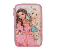 Depesche-Princess Mimi 2 Fach Federtasche Milo 13324 TOPModel Juicy 3 Compartimentos Crema y Rosa, con Motivo de Modelo, Mono y Estampado, Estuche con lápices de Colores, Tijeras, Regla Pink, Normal