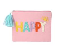 Depesche 13326 TOPModel Juicy - Neceser en Rosa, con Bordado de Perlas y la inscripción Happy, bolsito con Borla de Colores