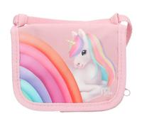 Depesche 13339 Ylvi Farbwolke - Petaca Rosa con Motivo de Unicornio y arcoíris, Bolso Bandolera con Cierre de Velcro y Muchos Compartimentos