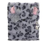 Depesche 13356 TOPModel Cosy Cat - Agenda con Cerradura, Diario con Pelaje Leo en Gris-Negro, 96 páginas rayadas e ilustradas para anotaciones