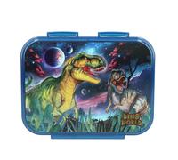 Depesche 13399 Dino World Galaxy - Fiambrera en Azul Oscuro, con Motivo de Dinosaurio y diseño Espacial, Fiambrera con 3 Compartimentos y Tapa Transparente