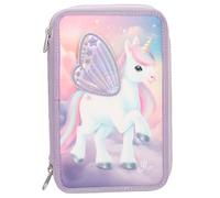 Depesche 13417 Ylvi - Estuche de 3 compartimentos en color morado, con motivo de unicornio y alas, estuche con lápices de colores, regla, tijeras y mucho más.