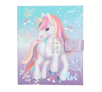 Depesche 13440 Ylvi - Agenda con código numérico, sonido y luz, libro en azul y morado, con motivo de unicornio y 192 páginas rayadas e ilustradas a color