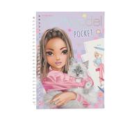 Depesche 13445 TOPModel - Libro para colorear de bolsillo en práctico tamaño con 120 páginas para diseñar atuendos, cuaderno para colorear con hojas de pegatinas y encuadernación en espiral