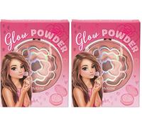 Depesche 13487 TOPModel - Glow Powder Beauty and Me, en Tarro Redondo con bisagra, Ligeramente Brillante en Tonos Rosa y marrón, Incluye Espejo y Esponja (Paquete de 2)