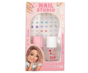 Depesche 13496 TOPModel - Juego de uñas Beauty and Me, juego de uñas con esmalte de uñas rosa, capa superior transparente y diferentes pegatinas de uñas