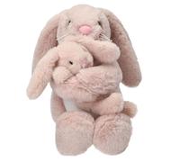 Depesche 13509 Princess Mimi - Conejo de Peluche Nelly con Conejo bebé, en Rosa y con Orejas largas, Peluche con Cierre de Velcro