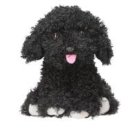 Depesche 13515-Peluche de Perro en Negro, Aprox. 16 cm de Altura Peluche con Pelo Rizado y Lengua Rosa, Multicolor, One Size (13515)