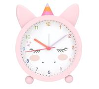 Depesche 13527 Ylvi Despertador en Rosa para niños, con Motivo de Unicornio con Orejas y Cuerno, Reloj silencioso con función de luz, Pila incluida, Multicolor, One Size