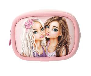 Depesche 13537 TOPModel - Neceser Beauty and Me en Rosa, con Motivo de Modelo, Bolso de Suave Tejido de Neopreno