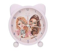 Depesche 13548 TOPModel Kitty and Doggy Despertador en Rosa para niños, con Motivo de Perro y Gato y Orejas, Reloj silencioso con función de luz, Pila incluida, Multicolor, One Size